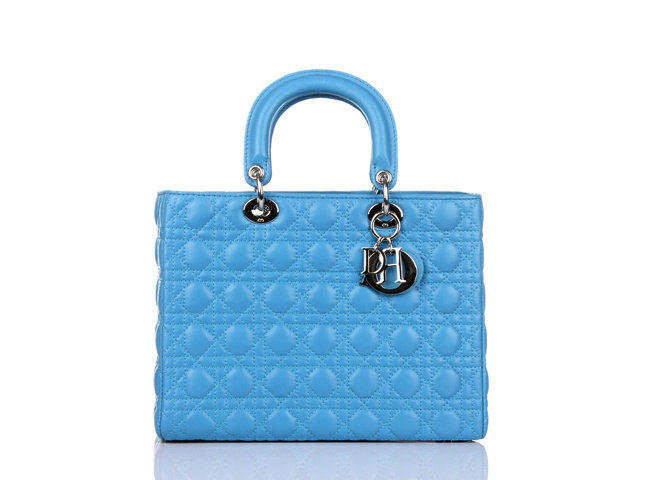 replica jumbo lady dior lambskin leather bag 6322 light blue with silver hardware